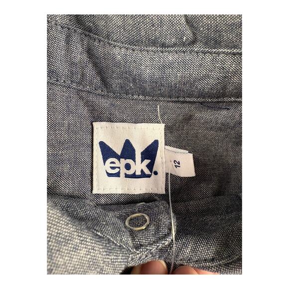 EPK Boys’ Pearl Snap Long Sleeve Button-Up Dress Shirt - Size 12 - Gray‎  NWT - Picture 3 of 11